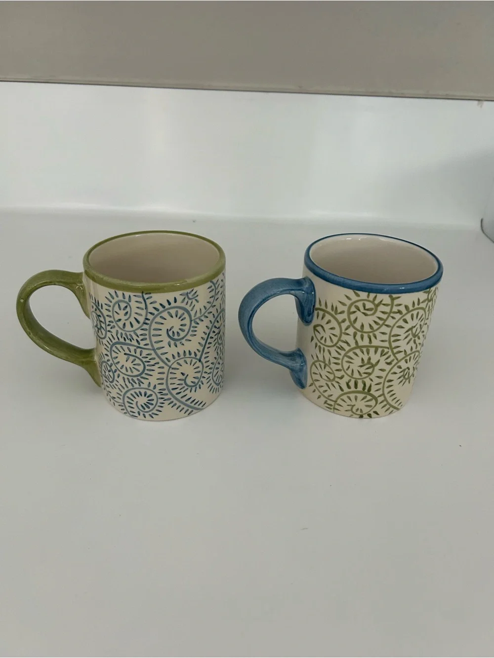 Pottery Barn Allegra Spiral Patterned Ceramic Mugs - Set of 2